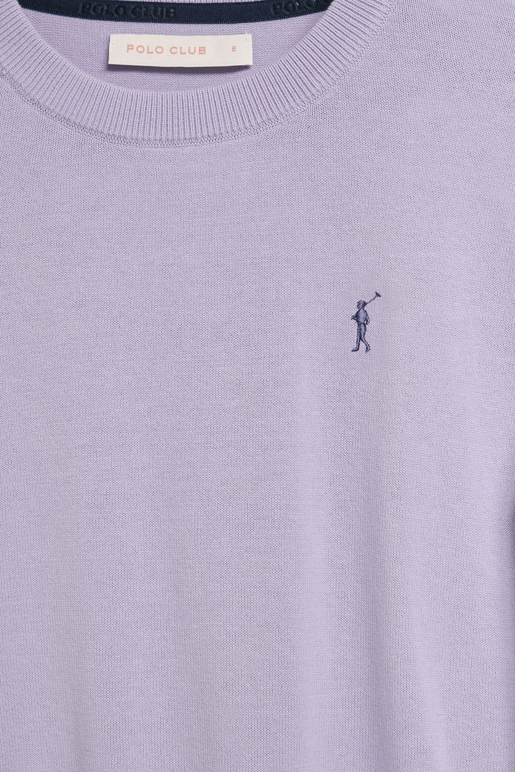 Lavender round-neck knit jumper with Rigby Go embroidered logo - Image 6
