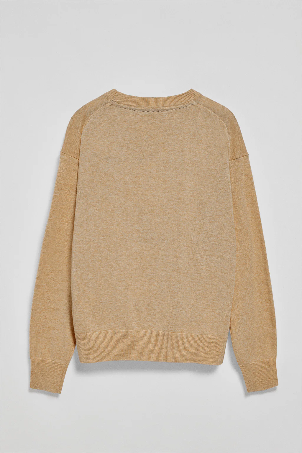 Caramel-marl round-neck knit jumper with Rigby Go embroidered logo - Image 6
