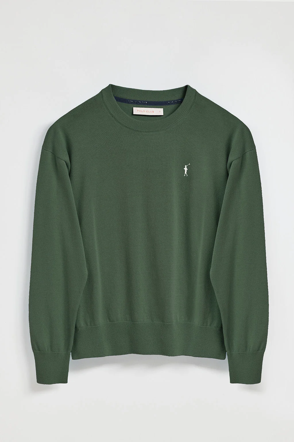 Green round-neck knit jumper with Rigby Go embroidered logo - Image 5