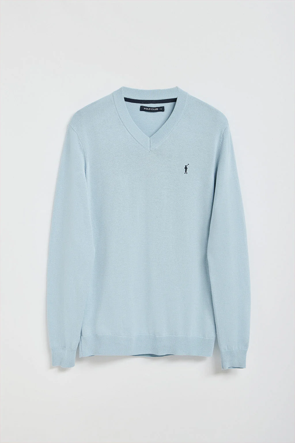Light-blue V-neck knit jumper with Rigby Go embroidery - Image 5