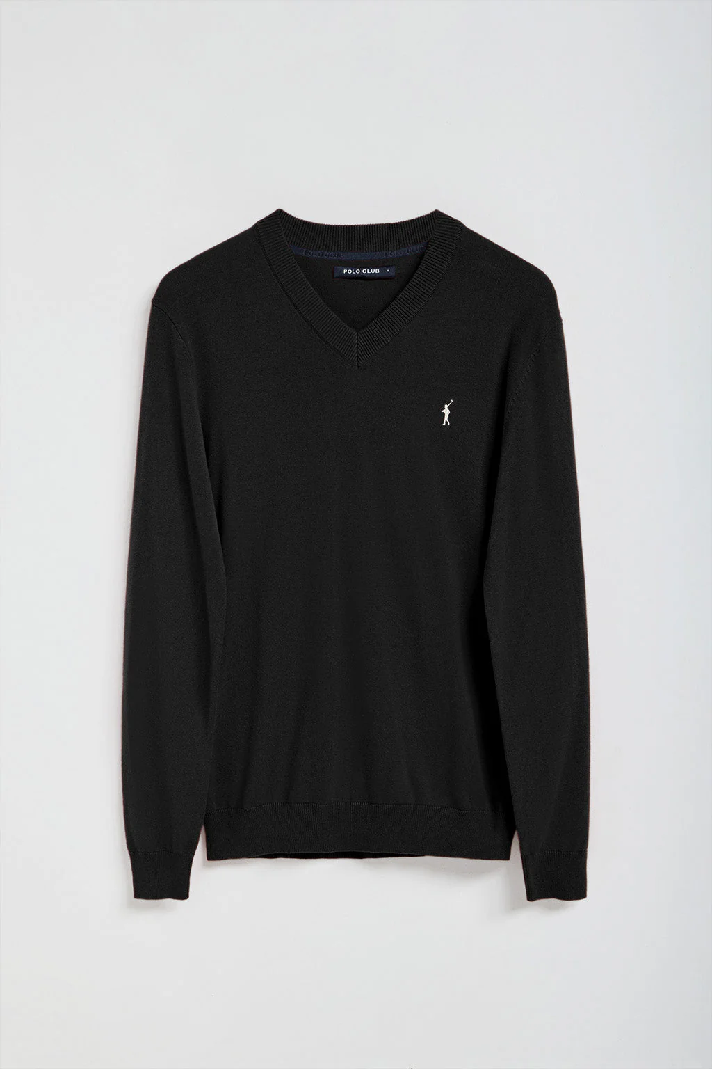 Black V-neck knit jumper with Rigby Go embroidery - Image 6