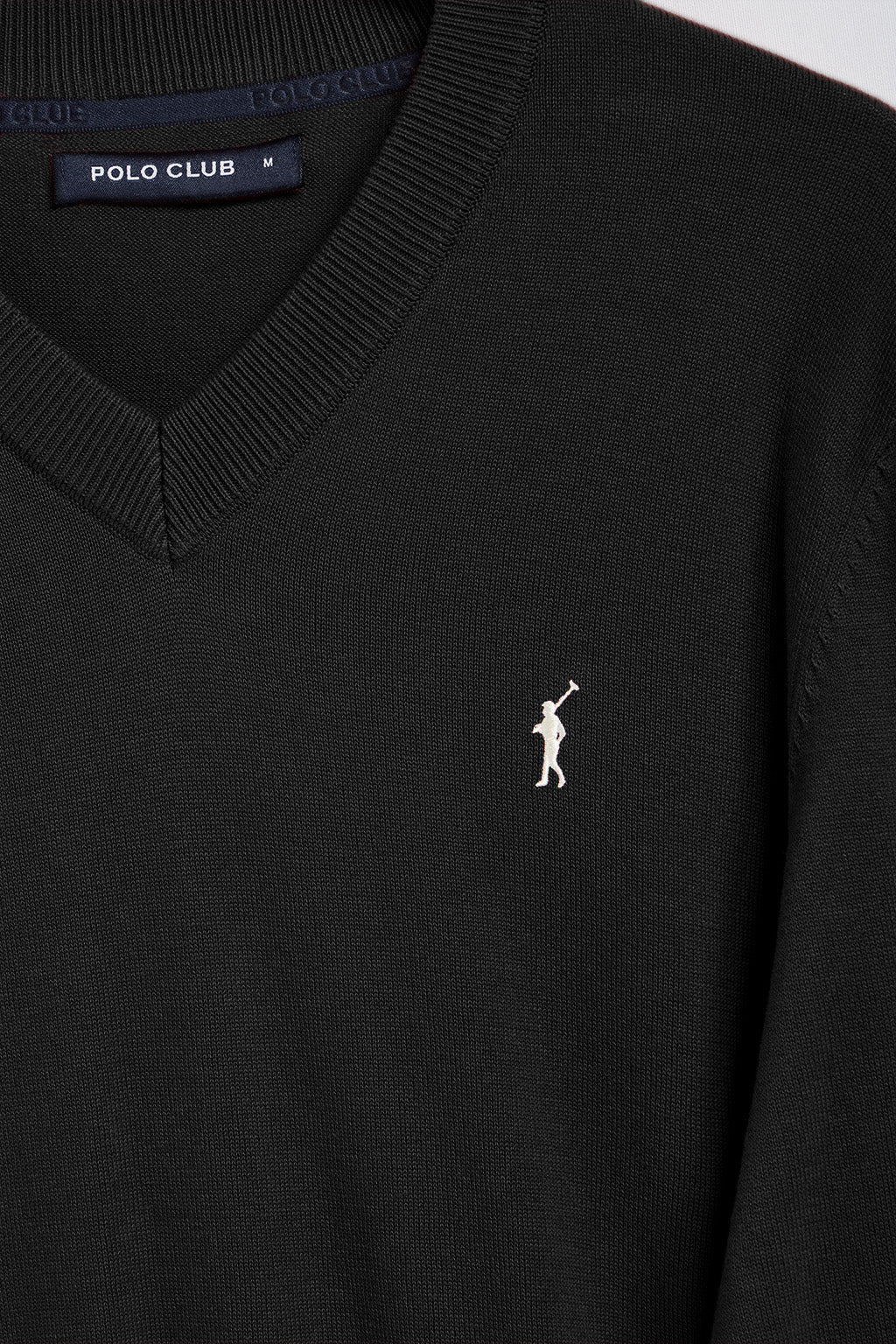 Black V-neck knit jumper with Rigby Go embroidery - Image 7