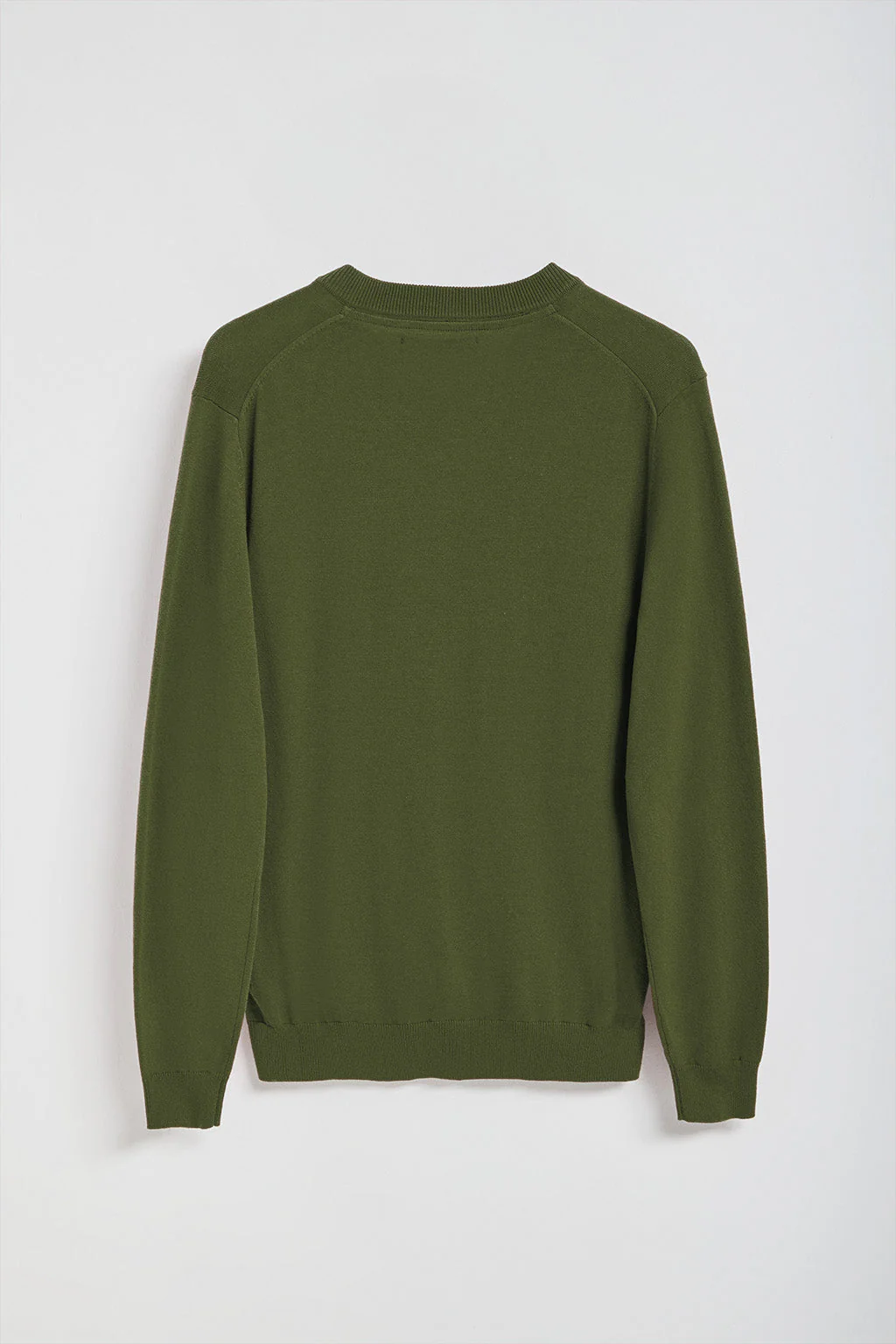 Khaki V-neck knit jumper with Rigby Go embroidery - Image 7