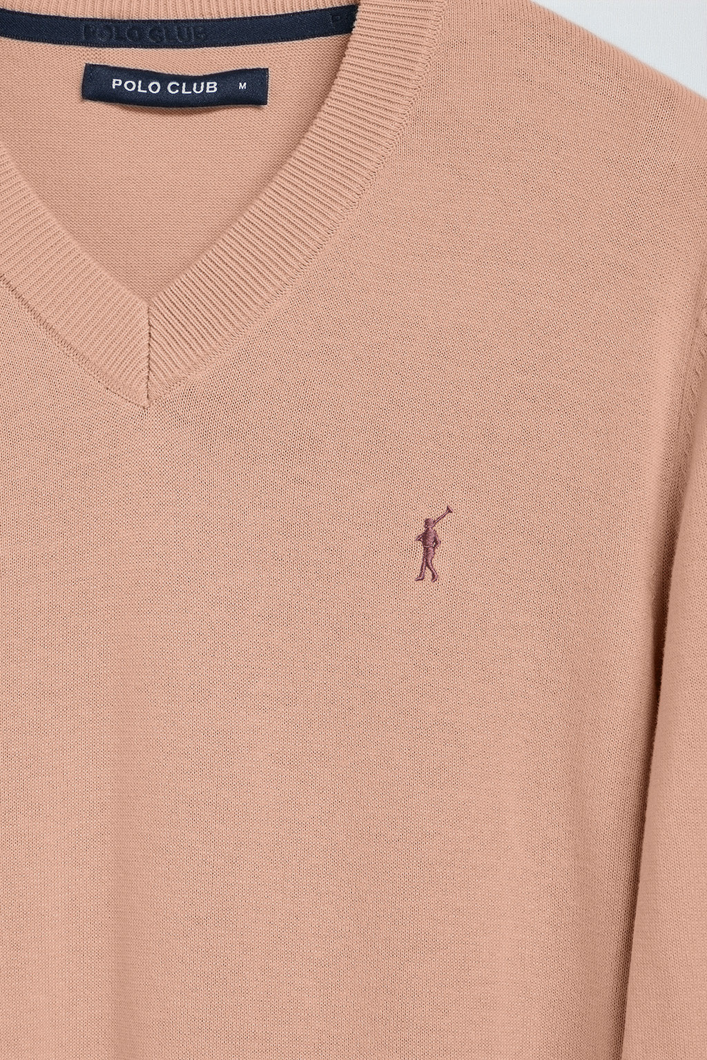 Pale-pink V-neck knit jumper with Rigby Go embroidery - Image 7