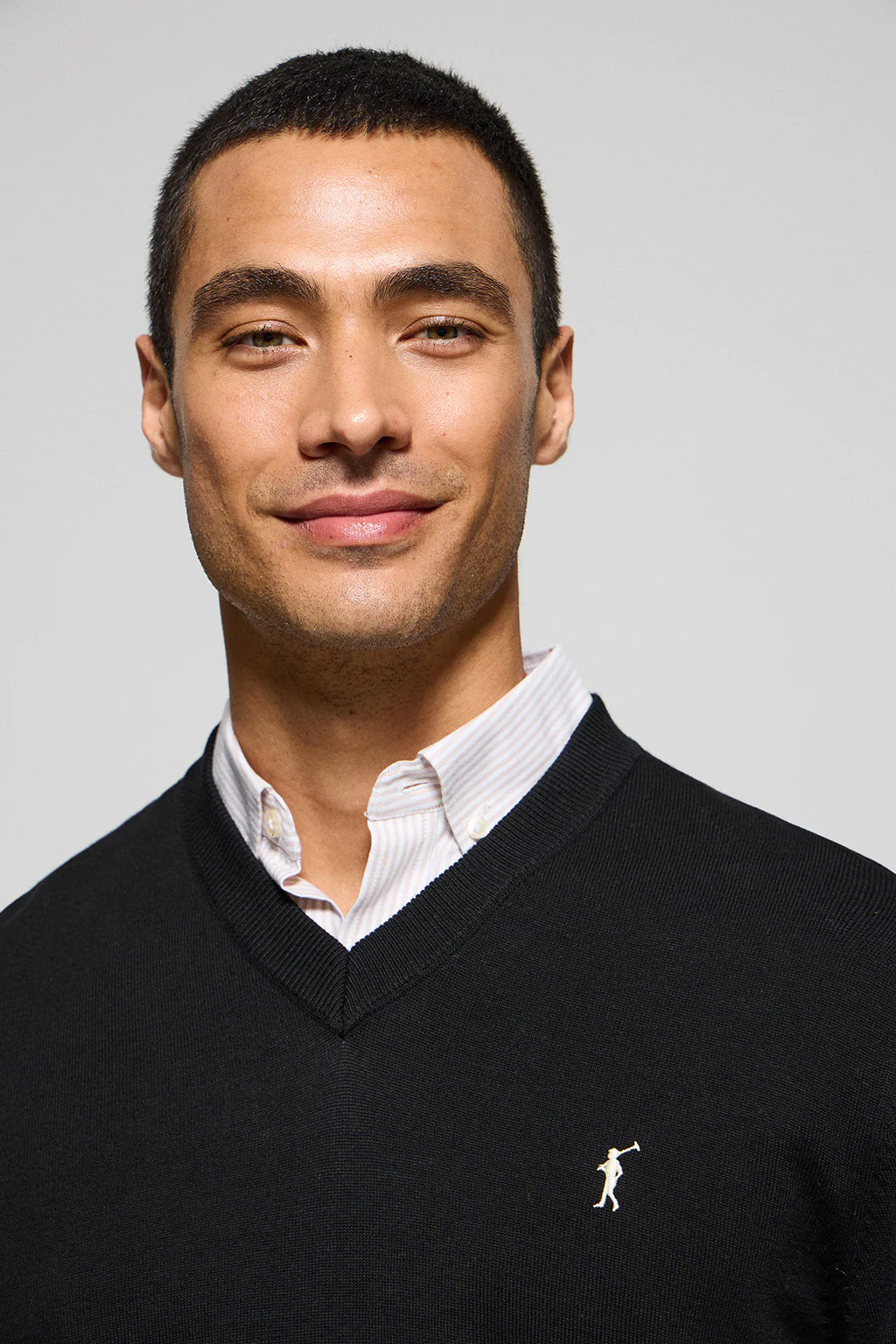 Black V-neck knit jumper with Rigby Go embroidery - Image 3