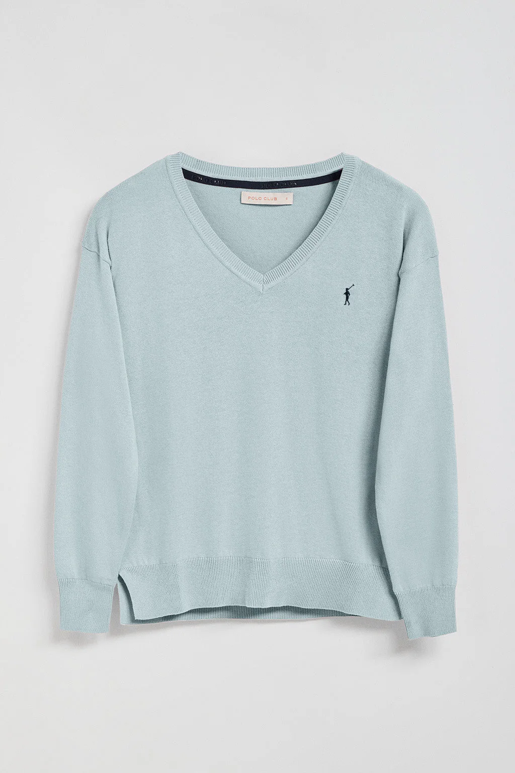 Light-blue V-neck knit jumper with Rigby Go embroidered logo - Image 5