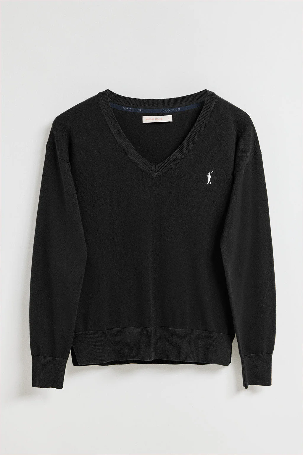 Black V-neck knit jumper with Rigby Go embroidered logo - Image 8