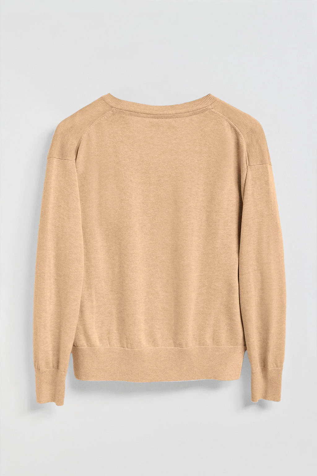 Caramel-marl V-neck knit jumper with Rigby Go embroidered logo - Image 7
