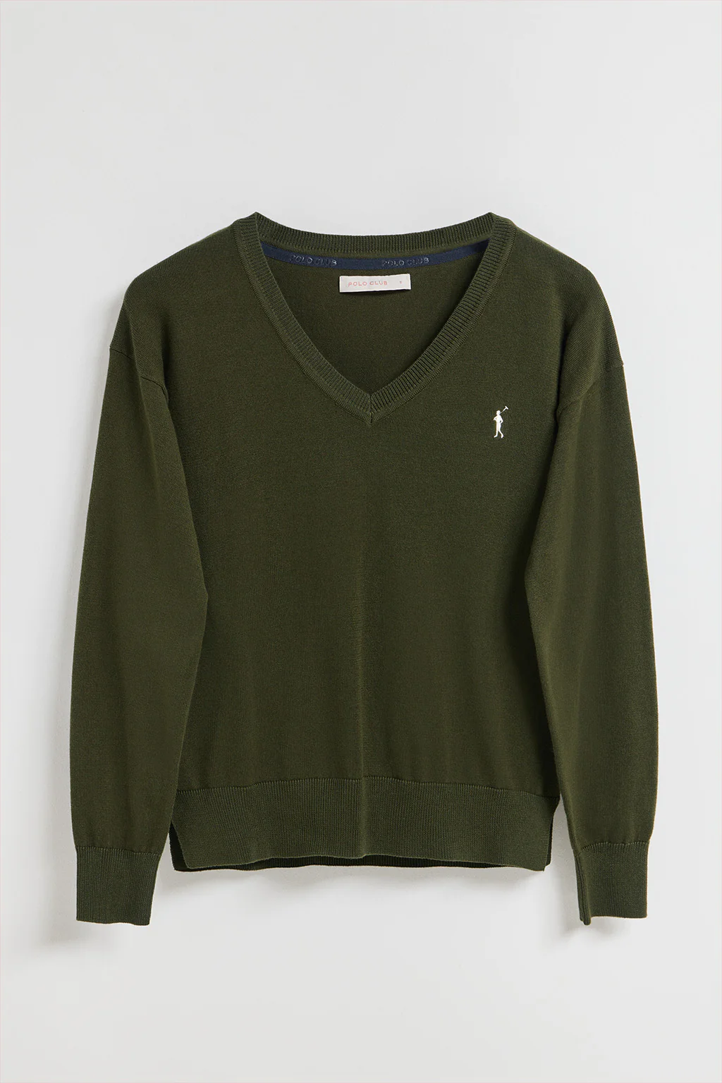 Dark-green V-neck knit jumper with Rigby Go embroidered logo - Image 5