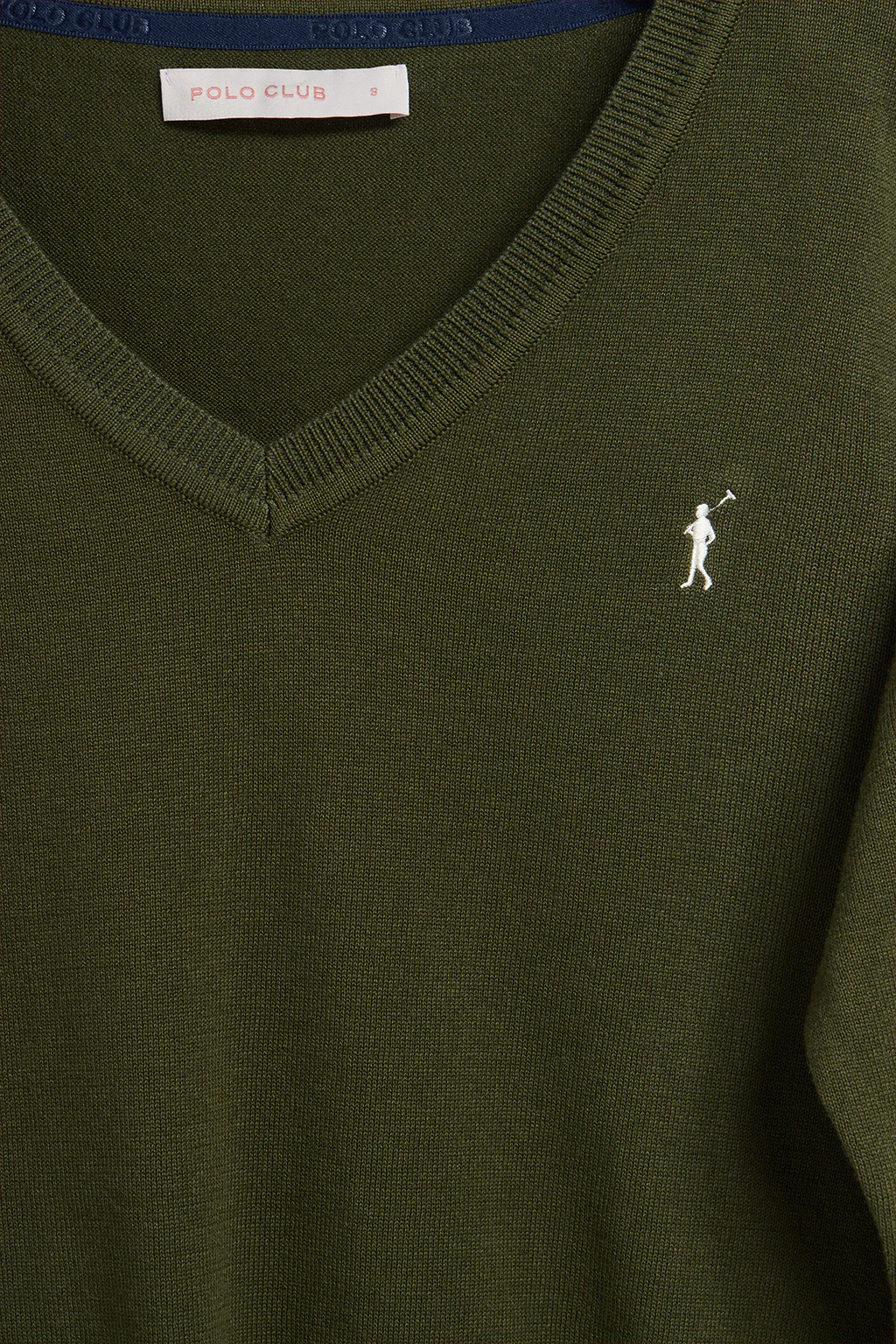 Dark-green V-neck knit jumper with Rigby Go embroidered logo - Image 7