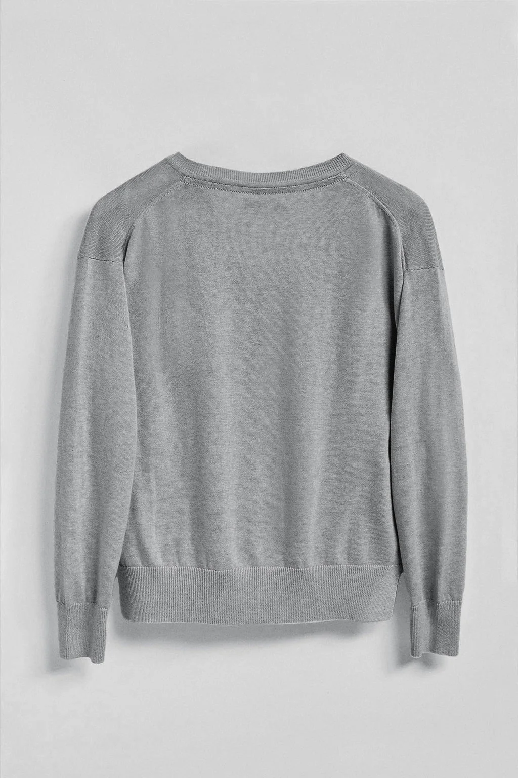 Grey-marl V-neck knit jumper with Rigby Go embroidered logo - Image 9