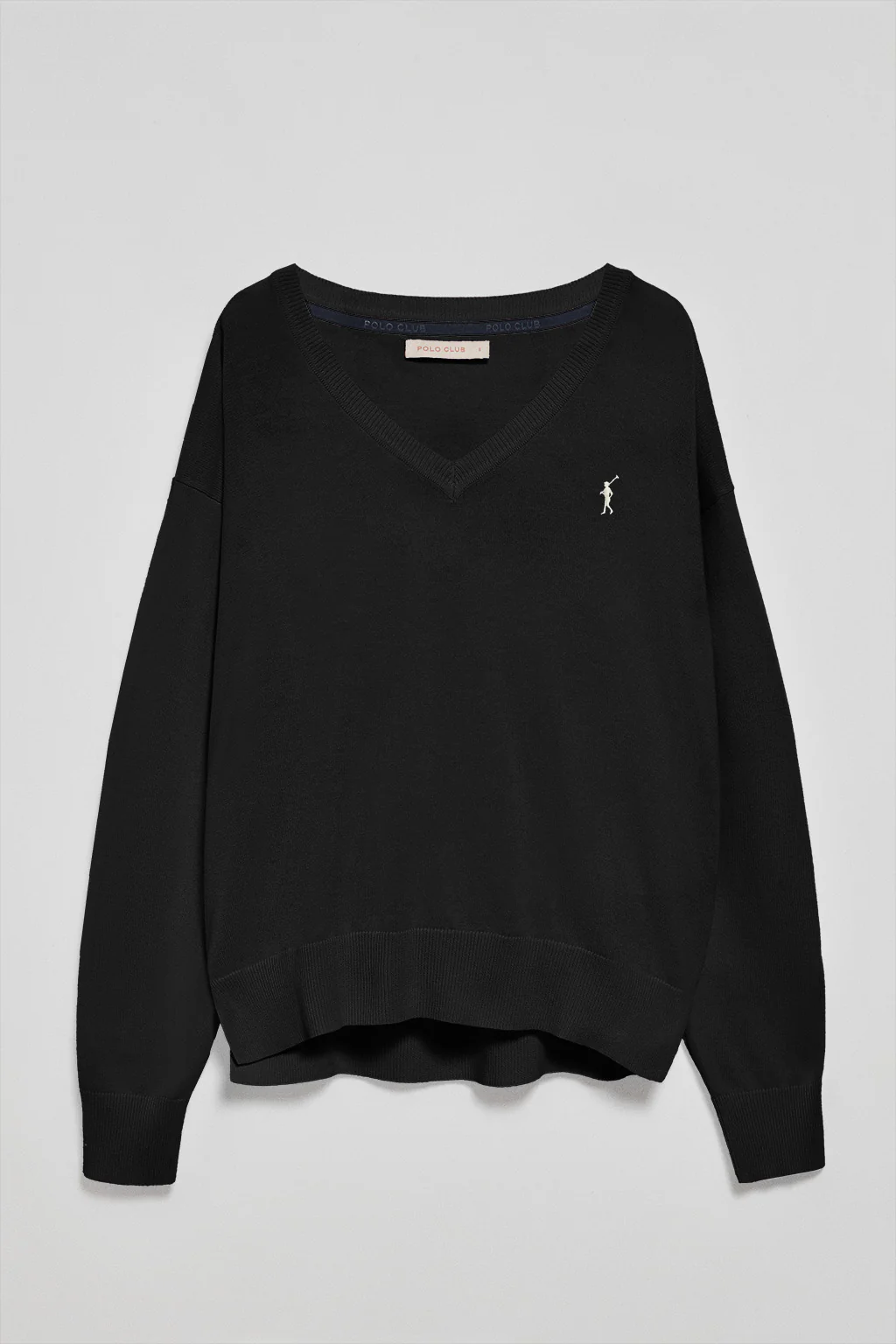 Black V-neck knit jumper with Rigby Go embroidered logo - Image 5