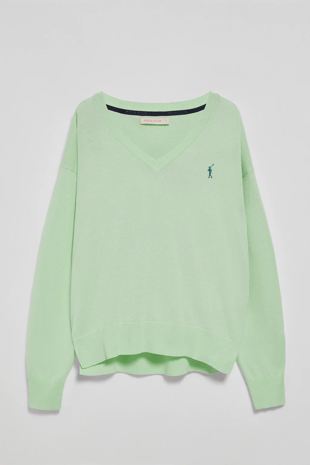 Mint V-neck knit jumper with Rigby Go logo - Image 8