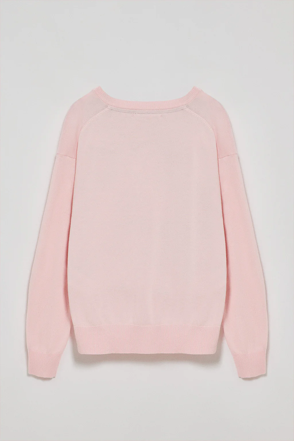 Pink V-neck knit jumper with Rigby Go embroidered logo - Image 6