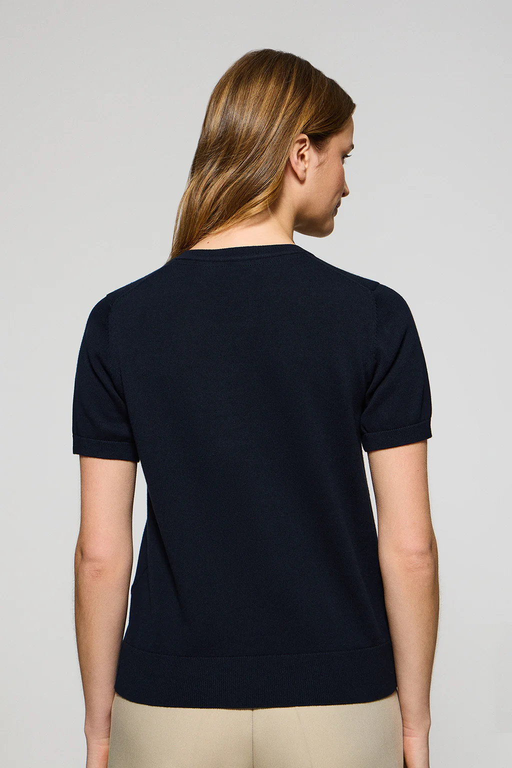 Navy-blue short-sleeve round-neck knit jumper with Rigby Go embroidery - Image 2