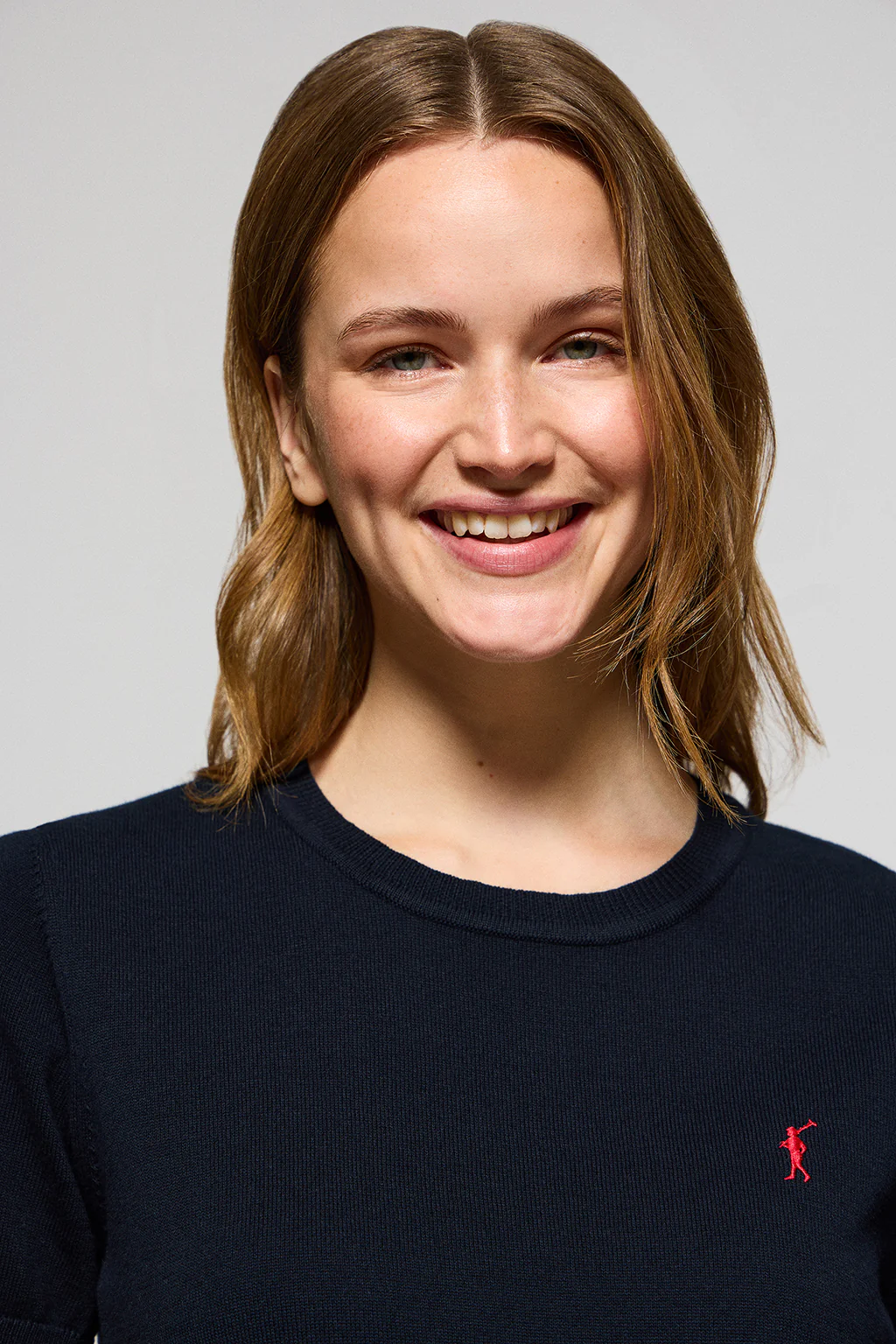Navy-blue short-sleeve round-neck knit jumper with Rigby Go embroidery - Image 3