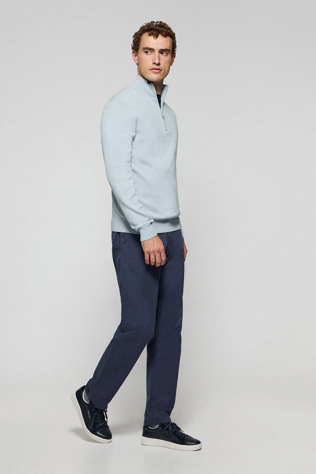 Light-blue half-zip knit jumper with Rigby Go embroidered logo - Image 4