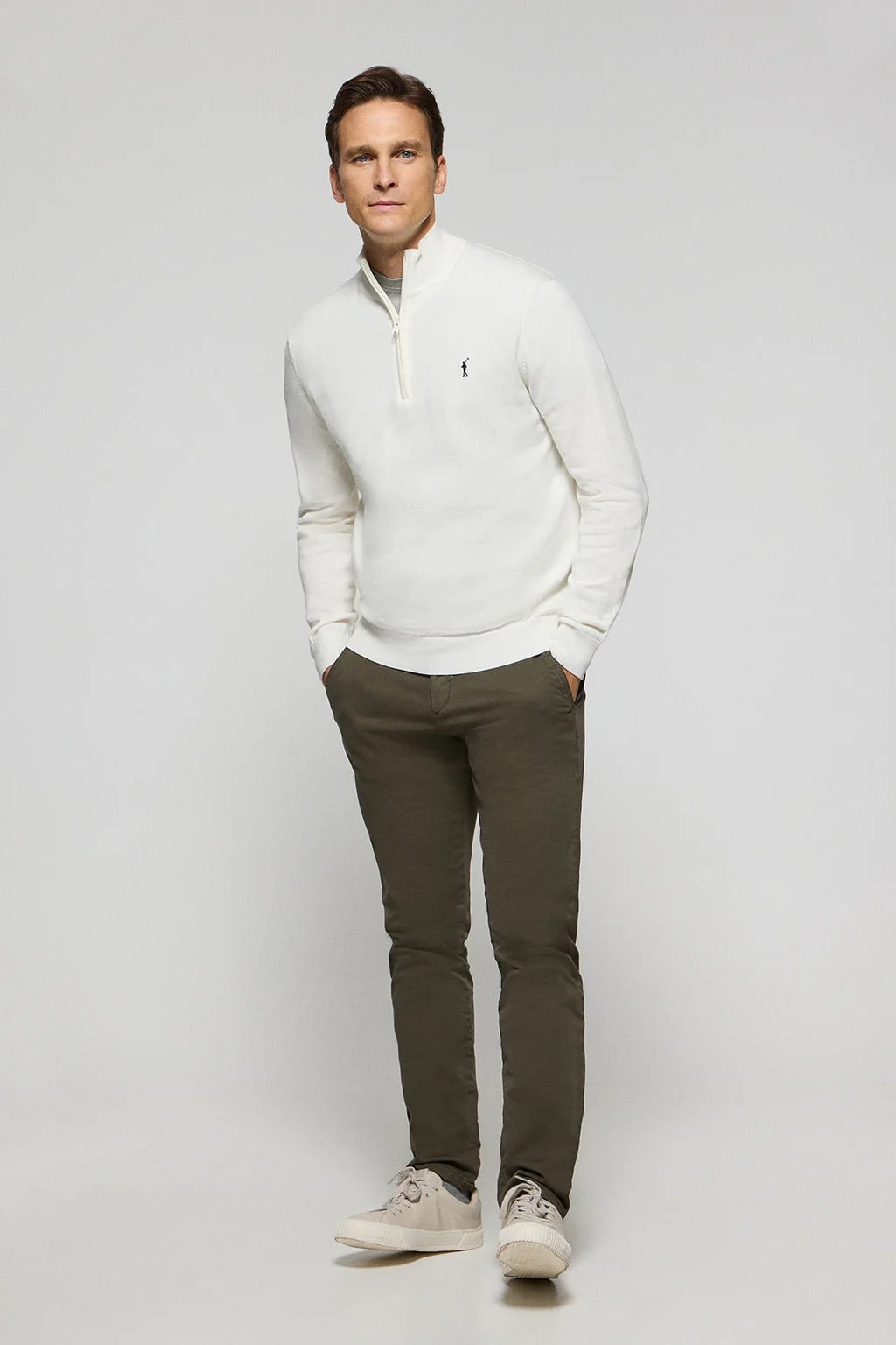 Nude half-zip knit jumper with Rigby Go embroidered logo - Image 3