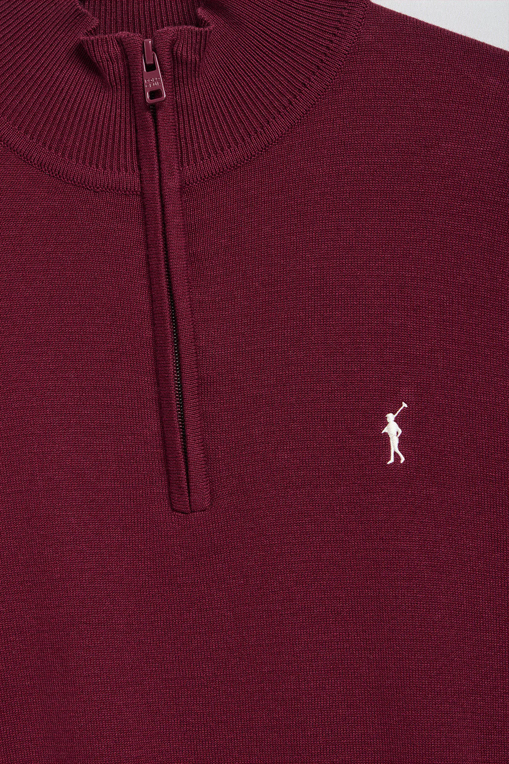 Maroon half-zip knit jumper with Rigby Go embroidered logo - Image 6