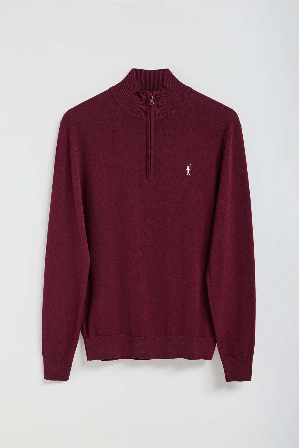 Maroon half-zip knit jumper with Rigby Go embroidered logo - Image 8