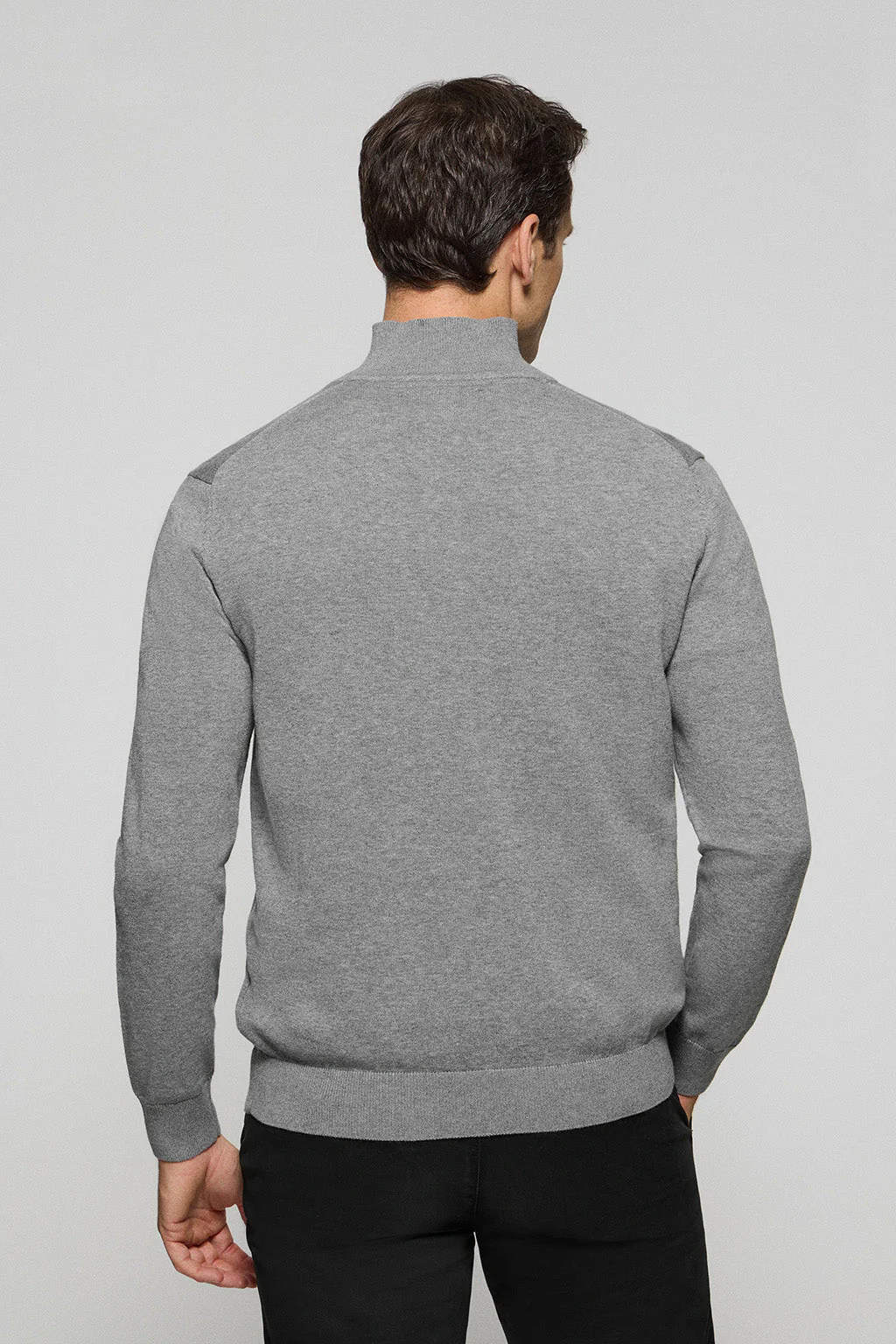 Grey-marl half-zip knit jumper with Rigby Go embroidered logo - Image 4