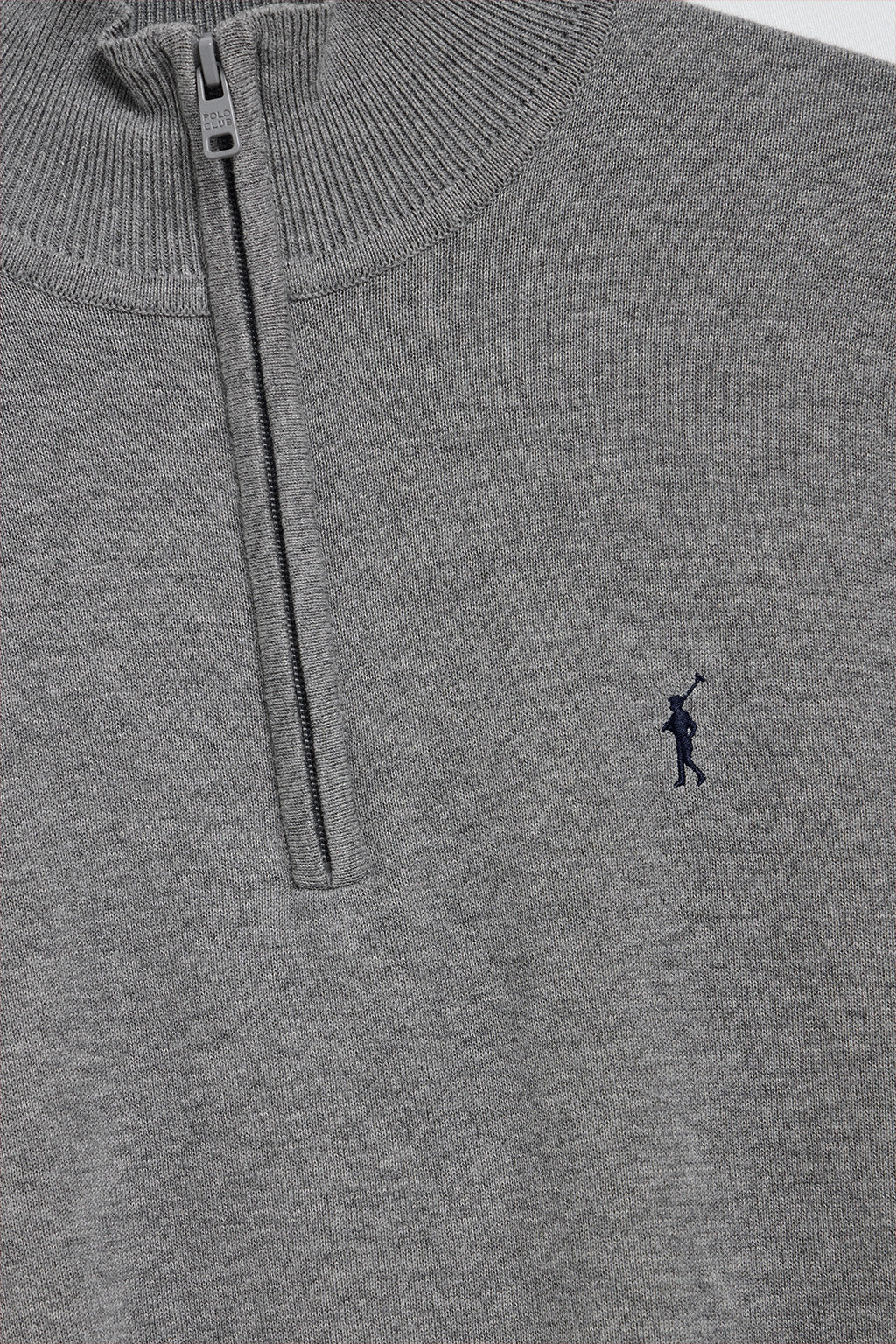 Grey-marl half-zip knit jumper with Rigby Go embroidered logo - Image 6