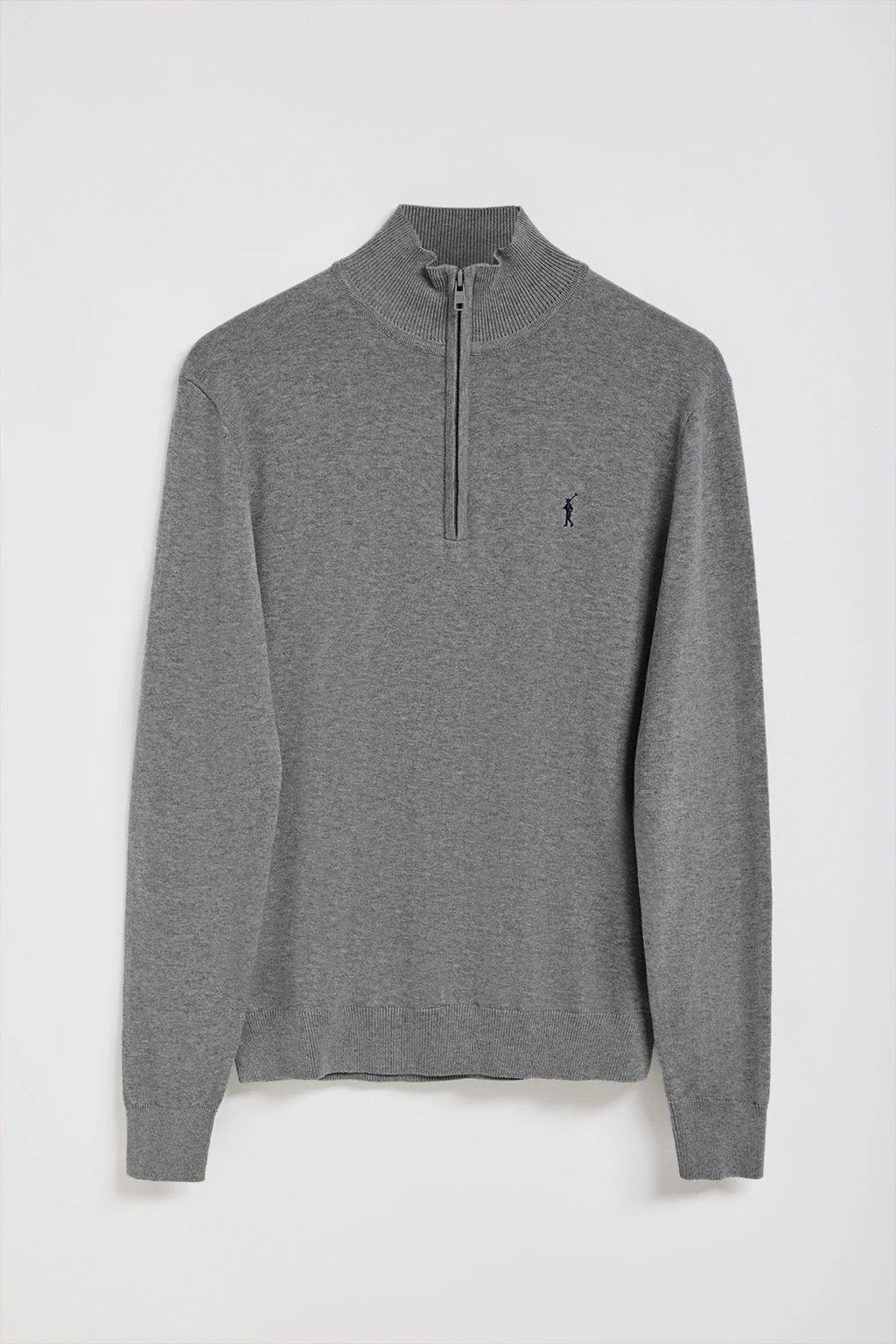 Grey-marl half-zip knit jumper with Rigby Go embroidered logo - Image 8