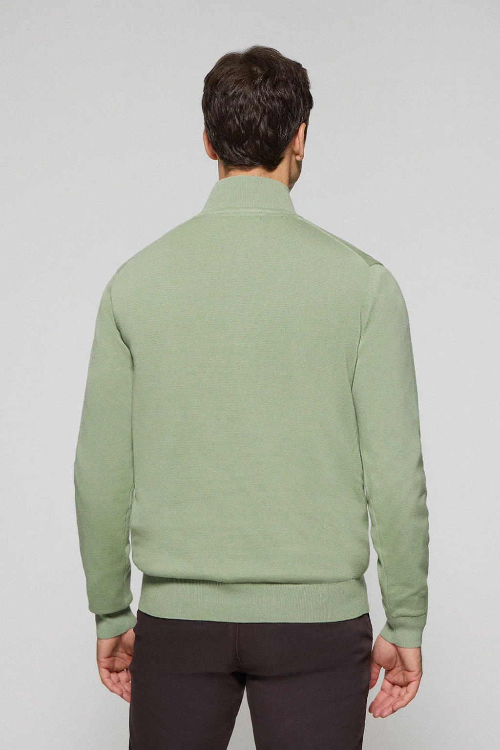 Jade-green half-zip knit jumper with Rigby Go embroidered logo - Image 4