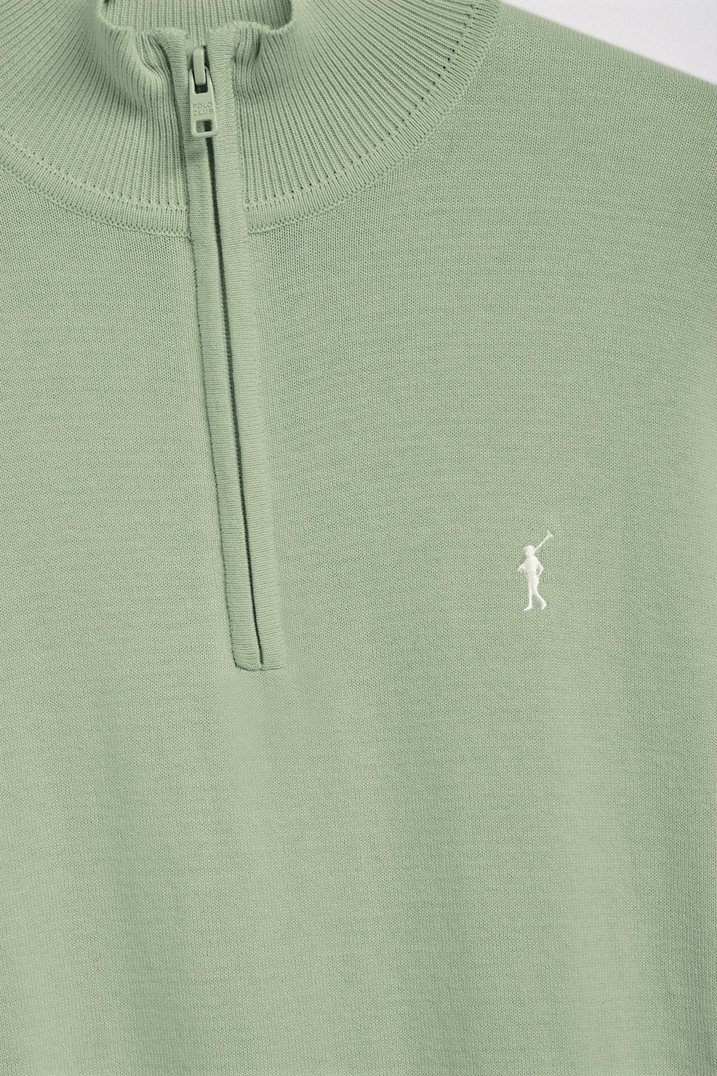 Jade-green half-zip knit jumper with Rigby Go embroidered logo - Image 6
