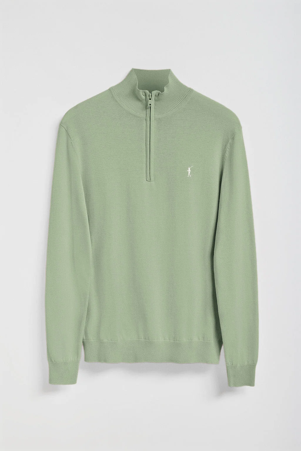 Jade-green half-zip knit jumper with Rigby Go embroidered logo - Image 8