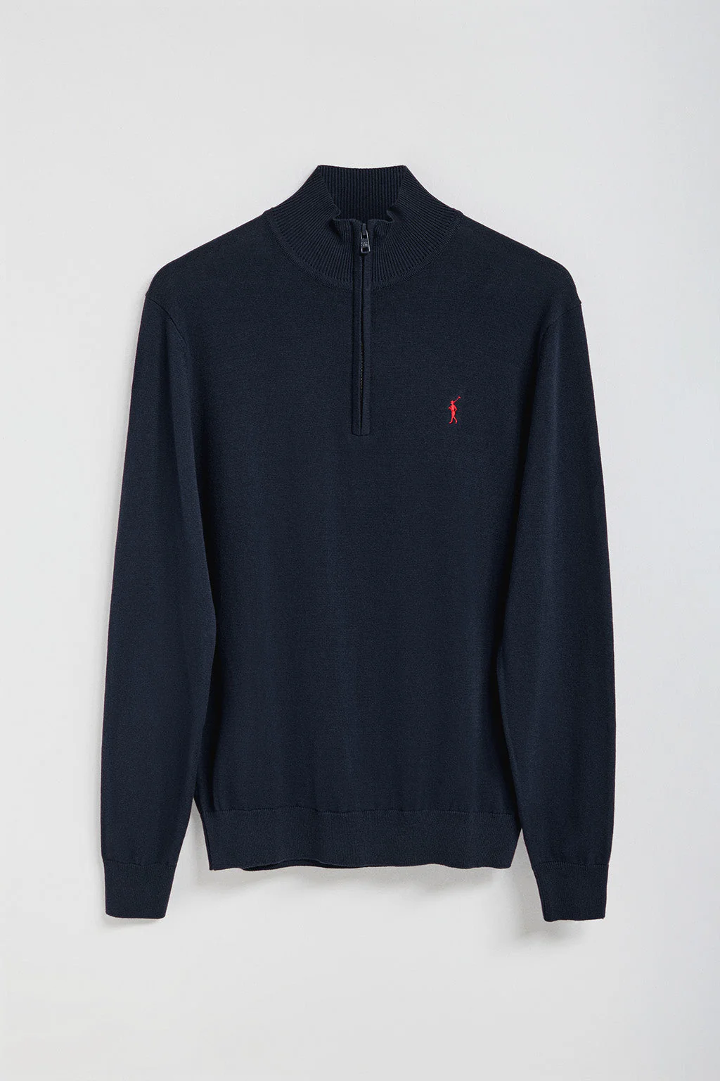 Navy-blue half-zip knit jumper with Rigby Go embroidered logo - Image 10