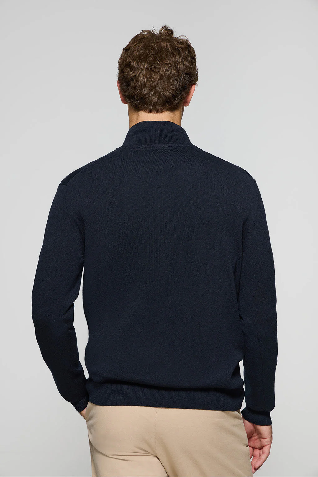 Navy-blue half-zip knit jumper with Rigby Go embroidered logo - Image 6