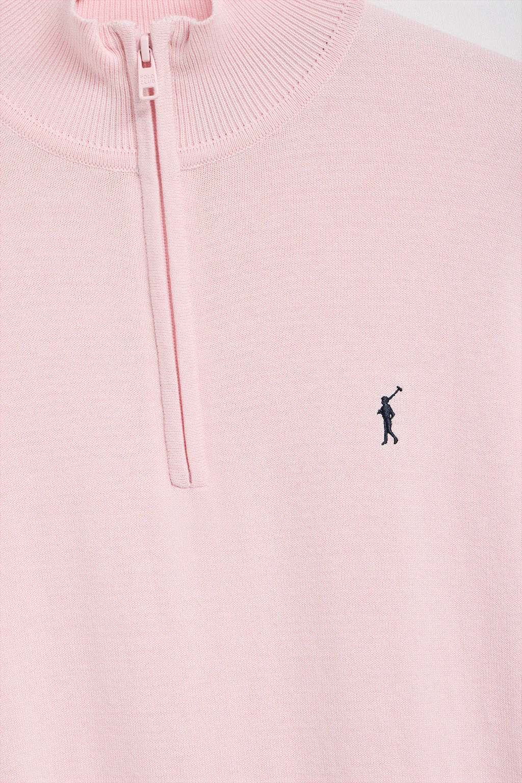 Pink half-zip knit jumper with Rigby Go embroidered logo - Image 6
