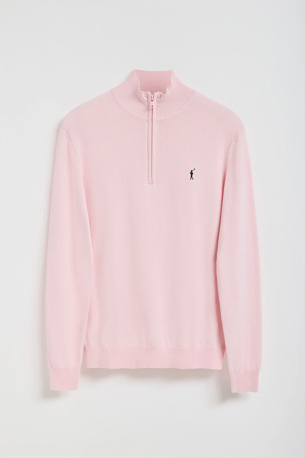 Pink half-zip knit jumper with Rigby Go embroidered logo - Image 8