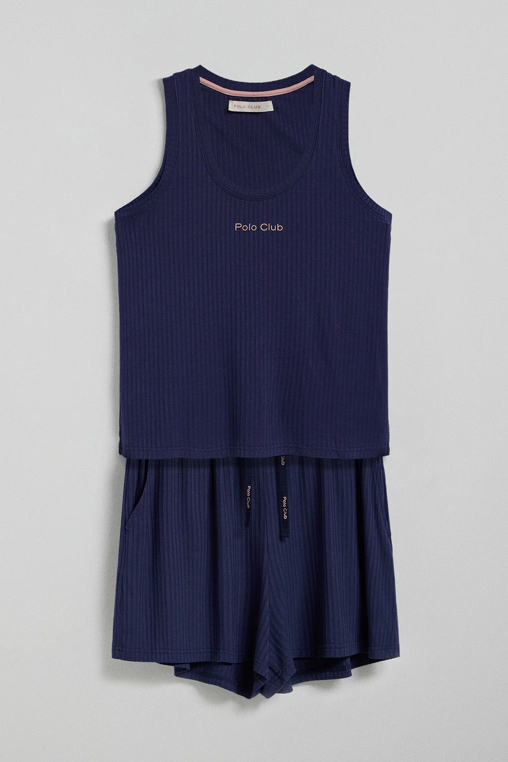 Navy-blue top and shorts pyjama set with Polo Club details - Image 7