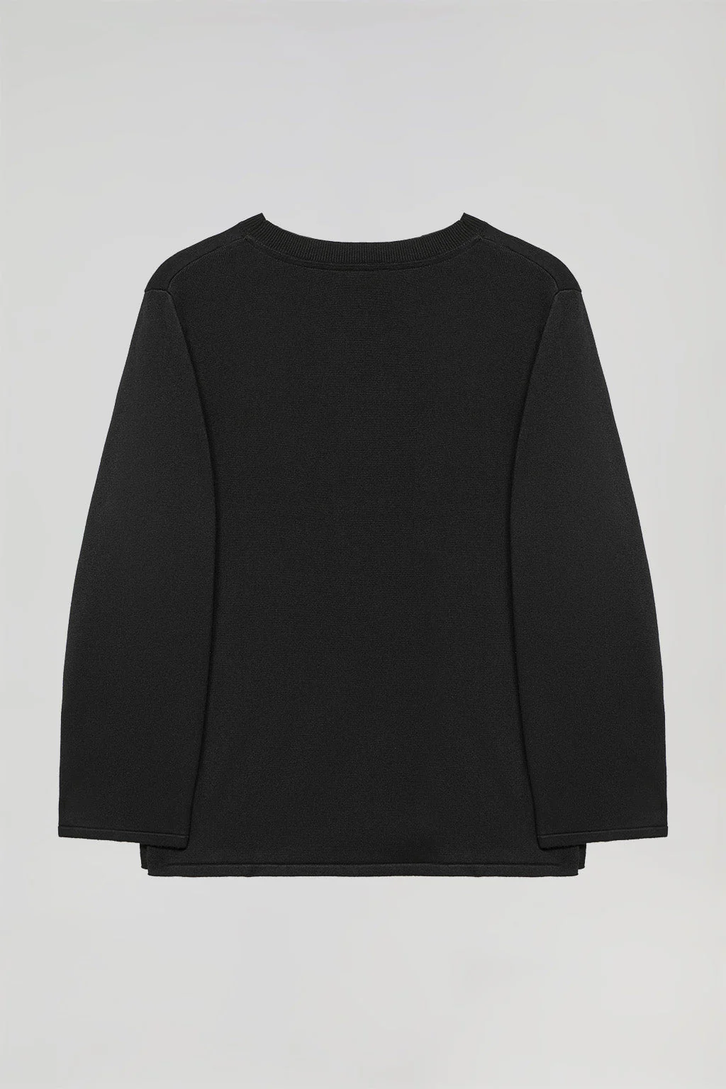 Black round-neck jumper with pearly button detail - Image 5