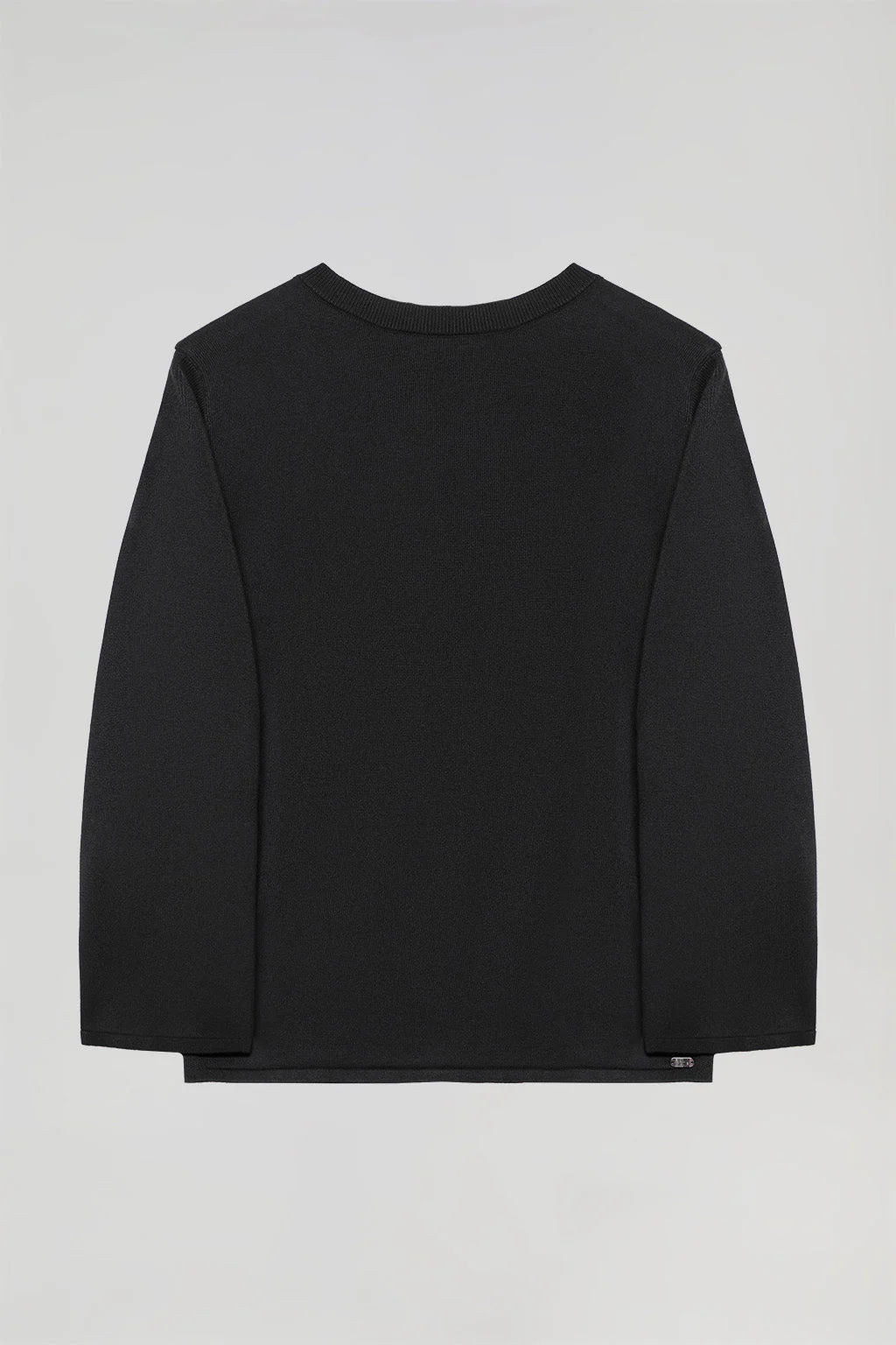 Black round-neck jumper with pearly button detail - Image 6