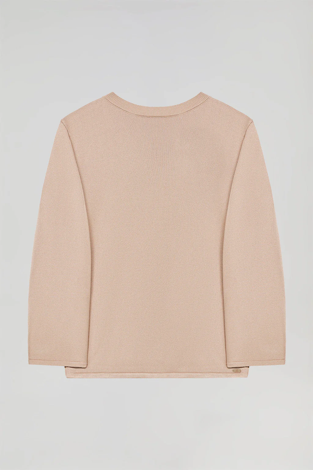 Soft-brown round-neck jumper with pearly button detail - Image 2