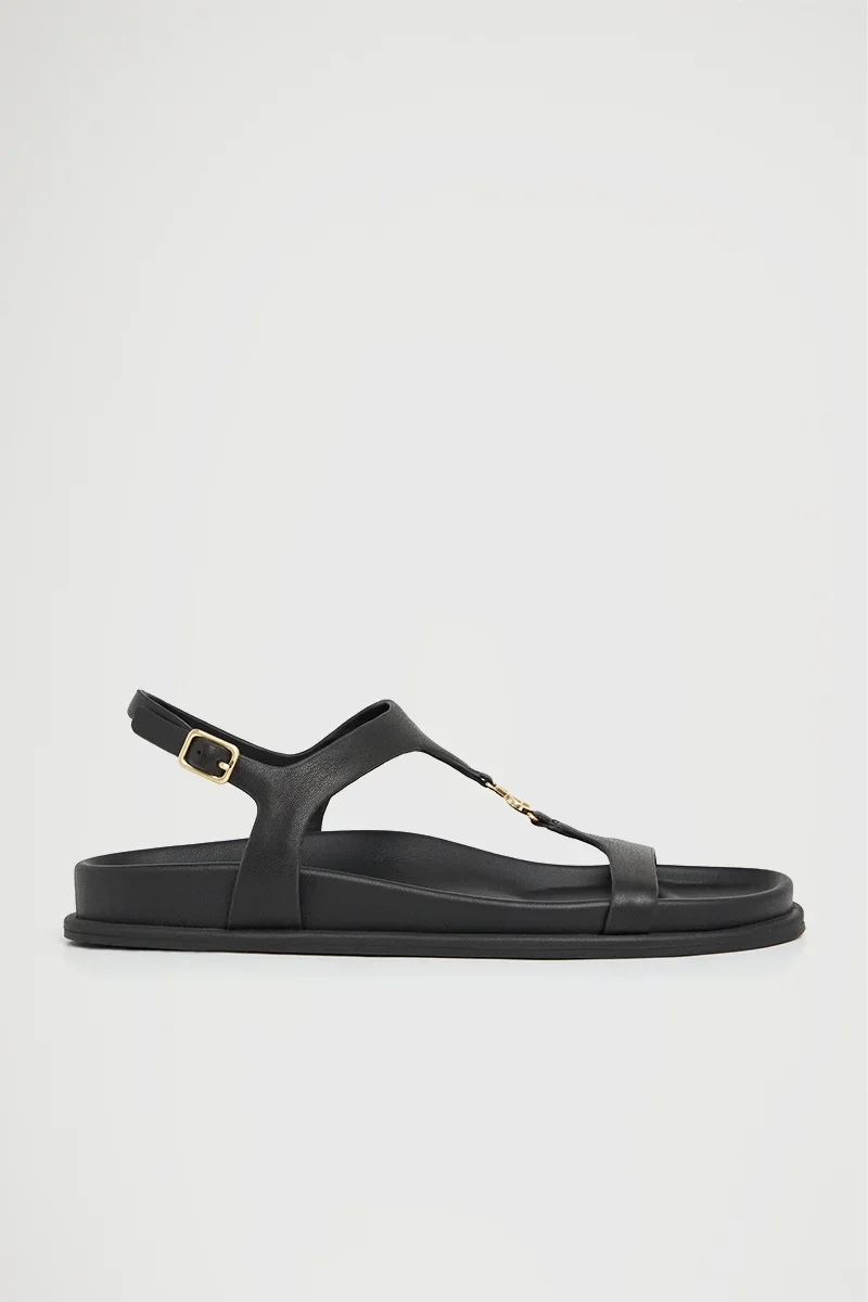 Black bio sandal Allegra with Polo Club metal logo - Image 4