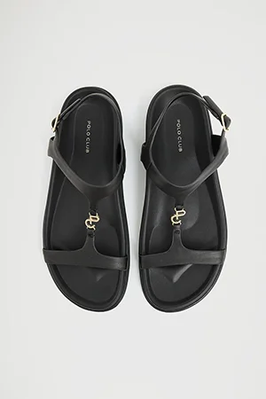 Black bio sandal Allegra with Polo Club metal logo - Image 7