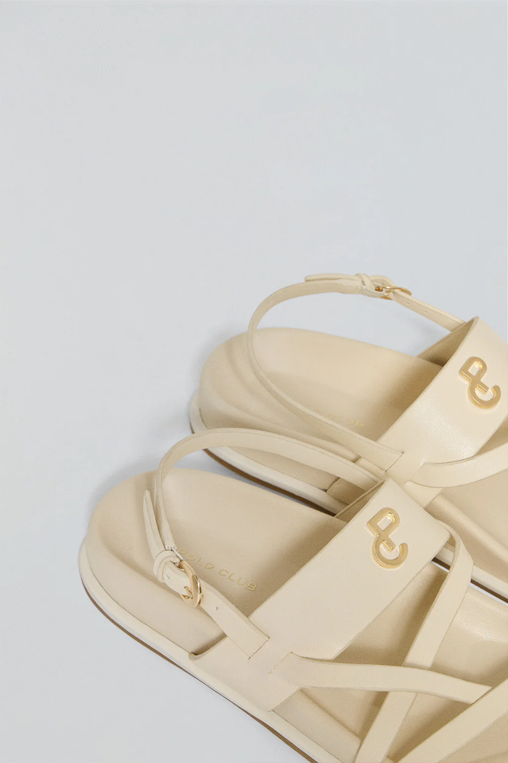 Beige strappy bio-style sandals Allegra with metallic detail - Image 4