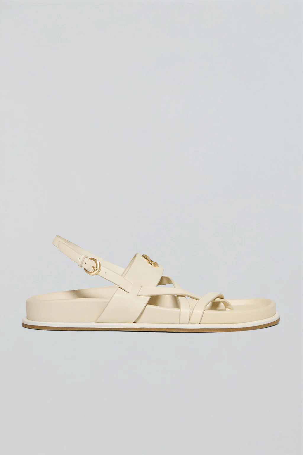 Beige strappy bio-style sandals Allegra with metallic detail - Image 5