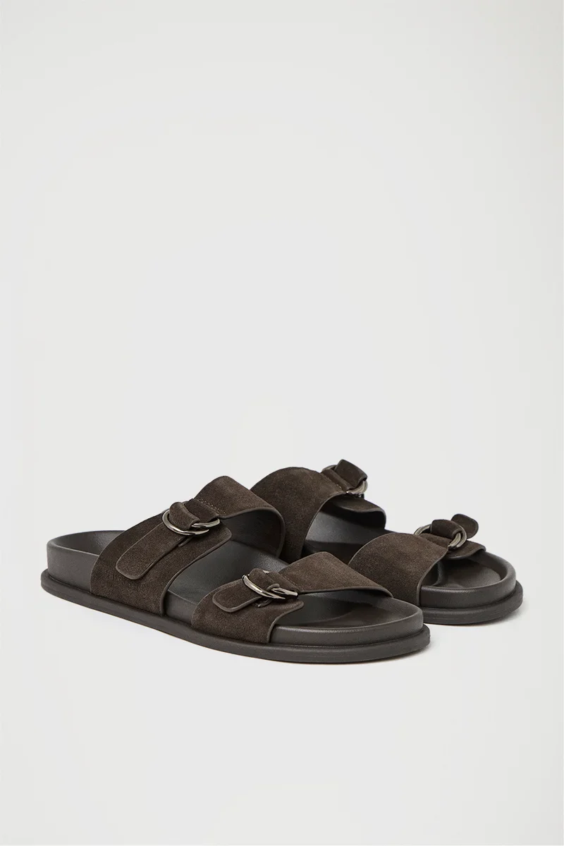Brown bio sandal Amara with buckles and Polo Club logo