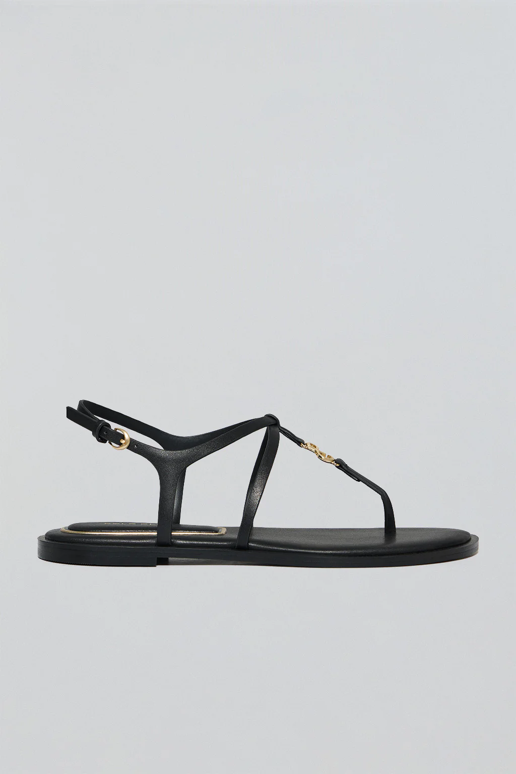 Black strappy sandal Bianca with metallic detail - Image 5