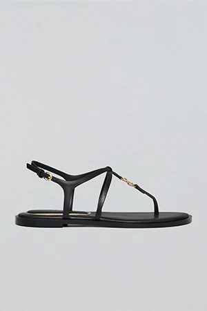 Black strappy sandal Bianca with metallic detail - Image 6