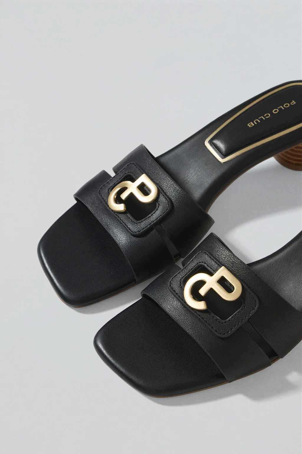 Black heel mules Giorgia with metallic detail - Image 3