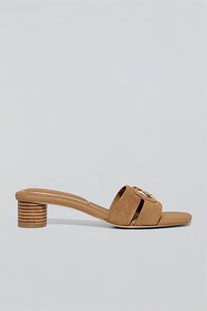 Camel heel mules Giorgia with metallic detail - Image 6