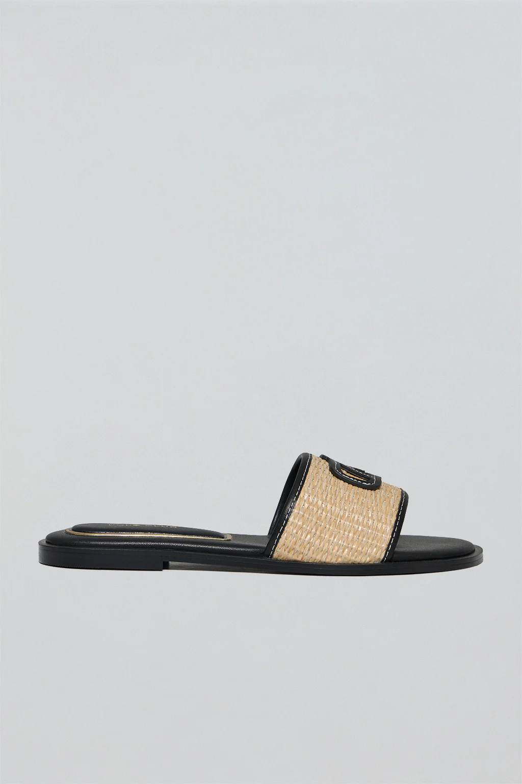 Black raffia sandal Greta with PC logo