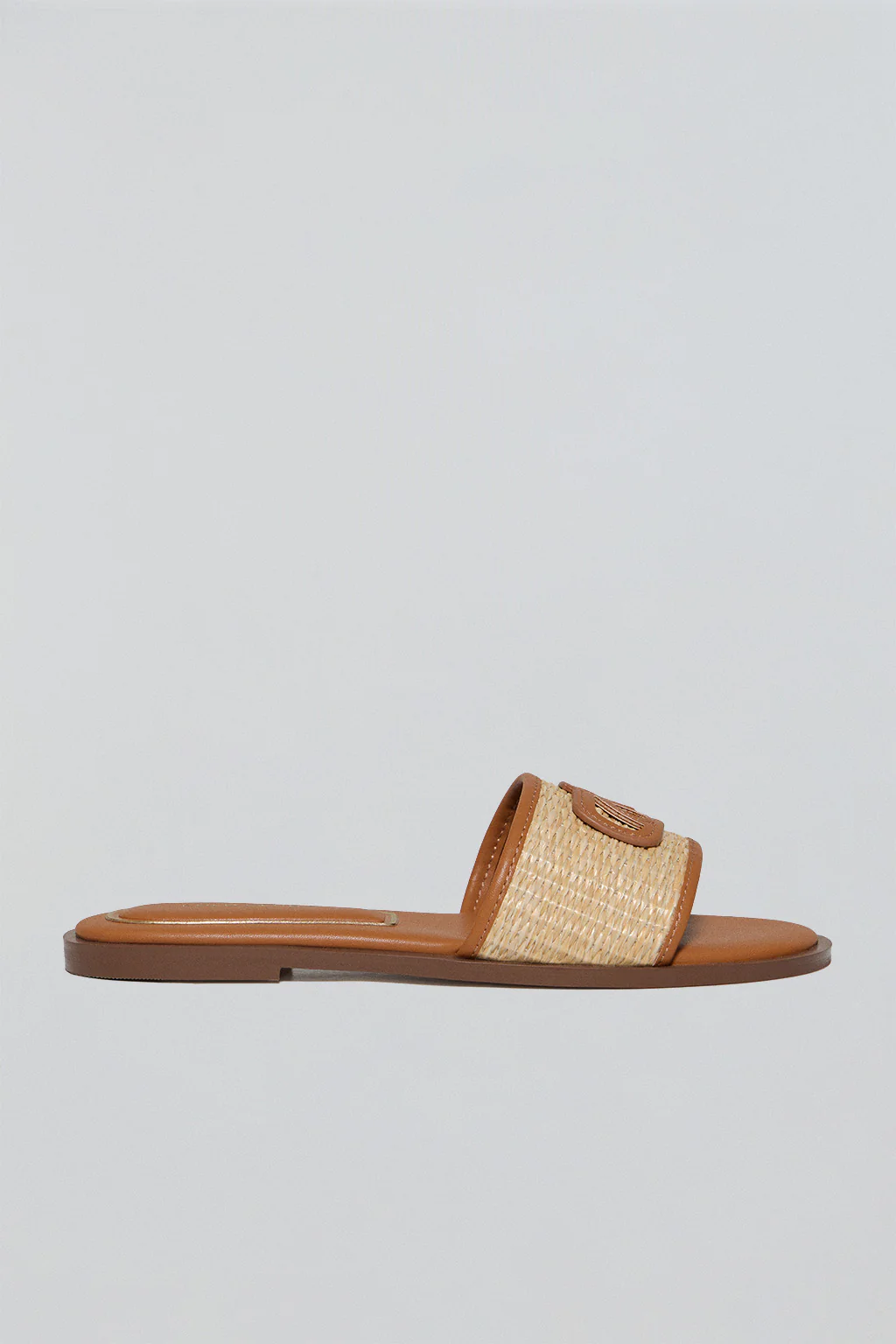 Brown raffia sandal Greta with PC logo - Image 4