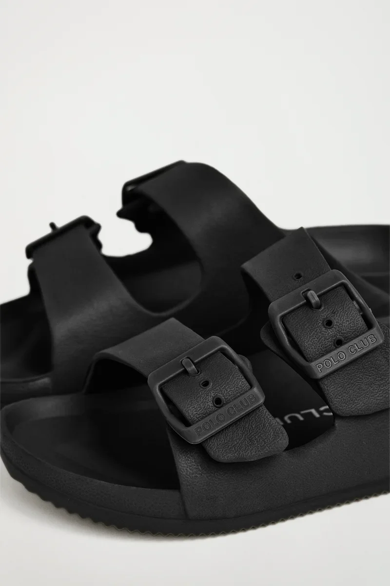 Black unisex double-buckle bio sandals Polo Club - Image 2